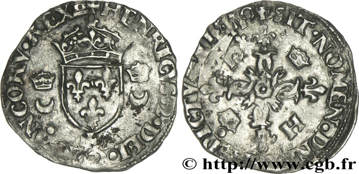 HENRI II Douzain aux croissants 1550 Caen TTB