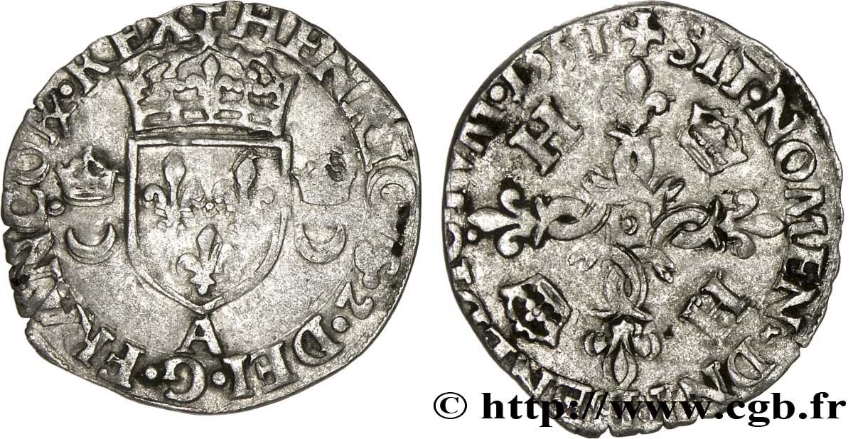 HENRI II Douzain aux croissants 1551 Paris TB+