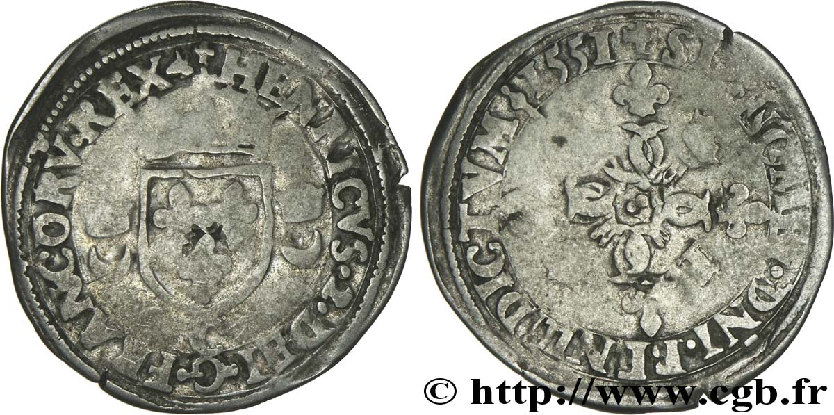 HENRI II Douzain aux croissants 1551 Saint-Lô  TB
