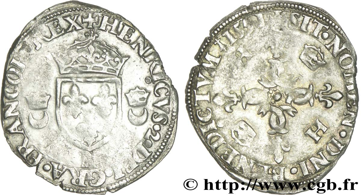 HENRI II Douzain aux croissants 1551 Nantes TTB