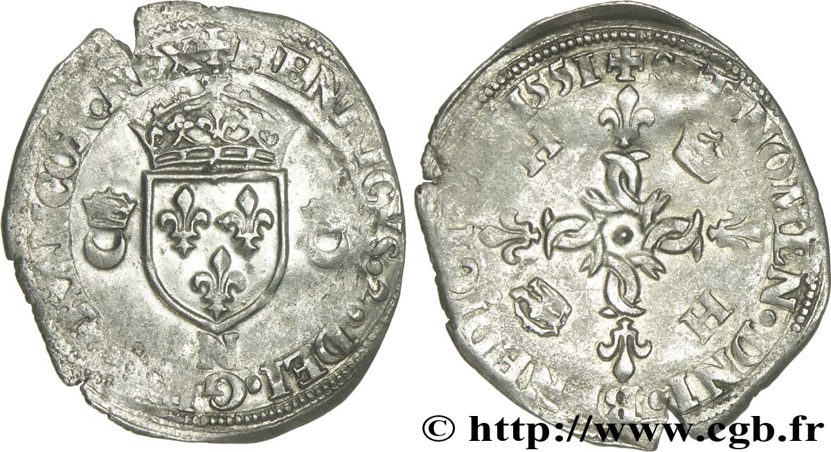 HENRI II Douzain aux croissants 1551 Nantes TTB