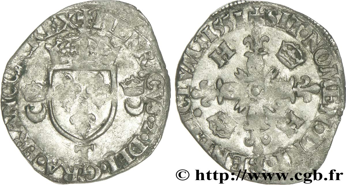 HENRI II Douzain aux croissants 1551 Nantes TB+
