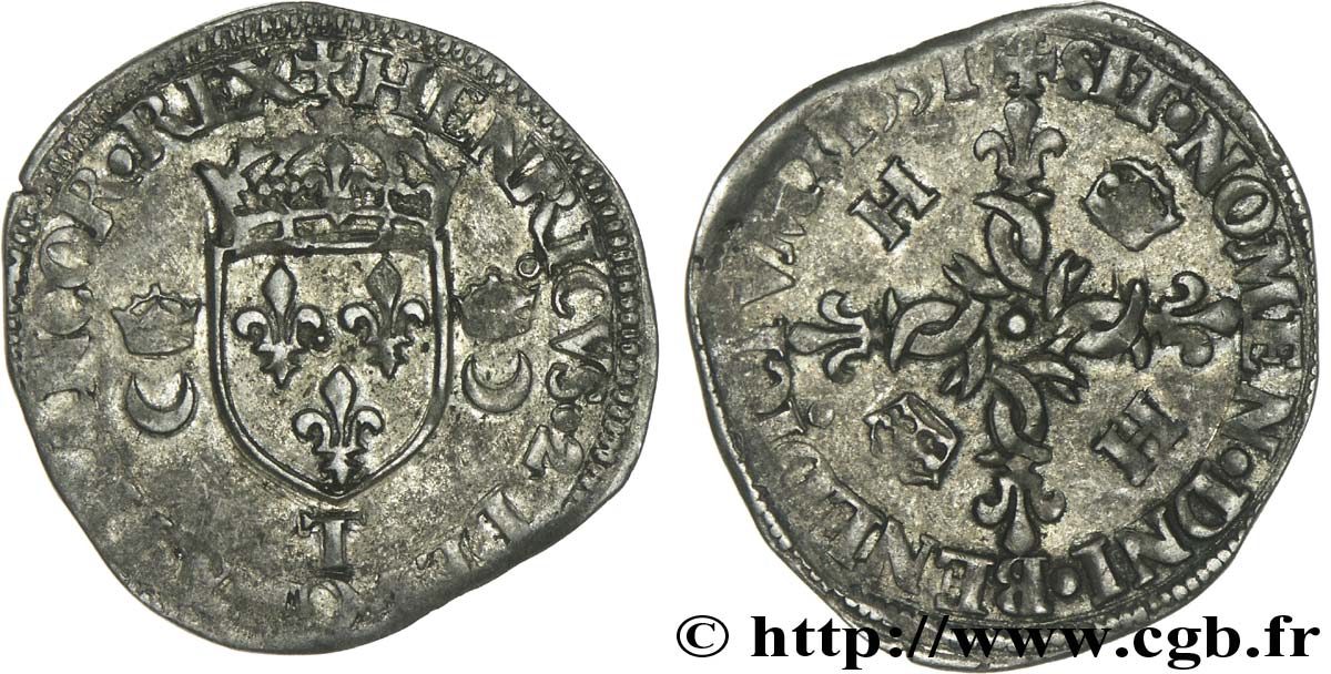 HENRI II Douzain aux croissants 1551 Nantes TTB