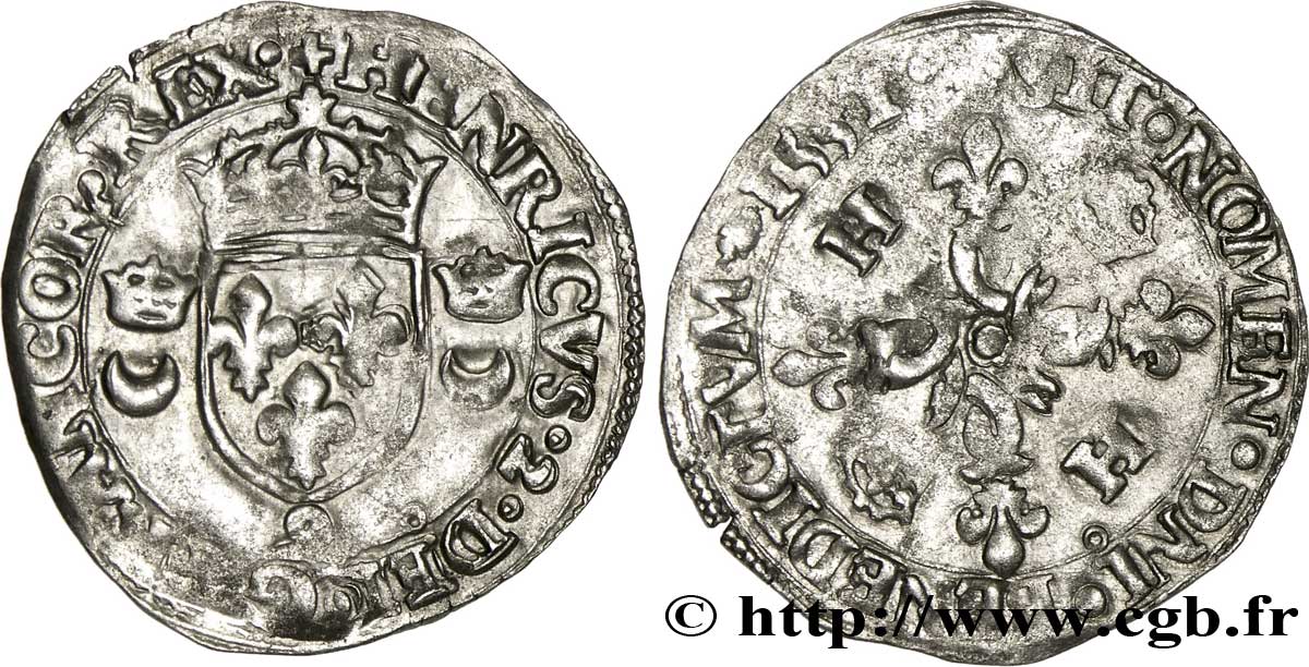 HENRY II Douzain aux croissants 1551 Rennes SS