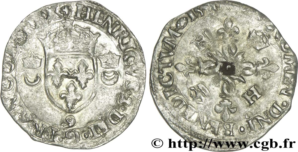 HENRI II Douzain aux croissants 1551 Rennes TTB