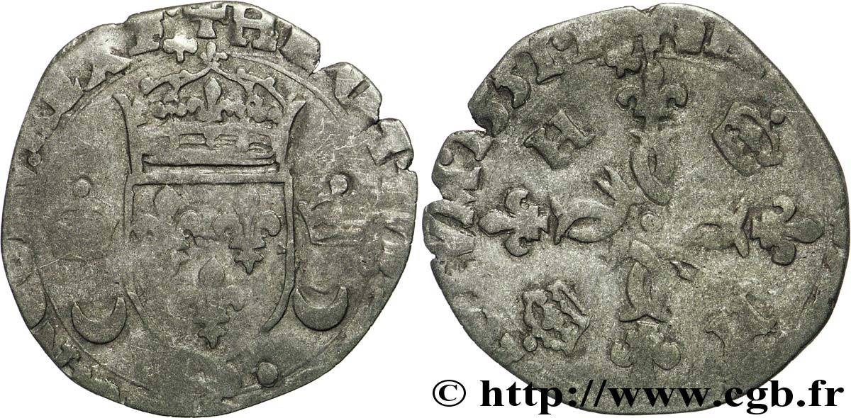 HENRI II Douzain aux croissants 1551 Lyon AB