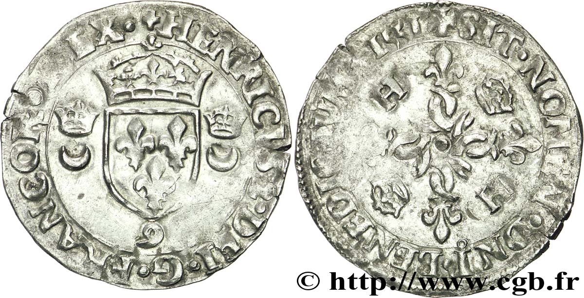 HENRI II Douzain aux croissants 1551 Rennes TTB
