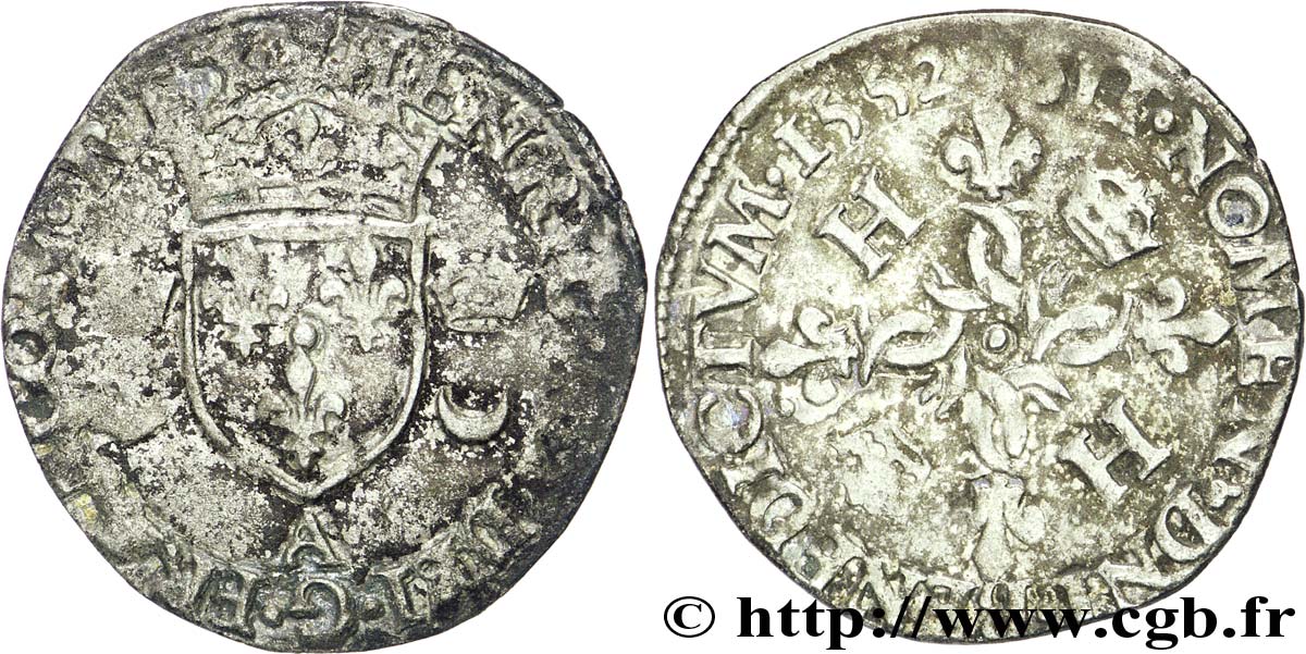 HENRI II Douzain aux croissants 1552 Paris TB/TB+