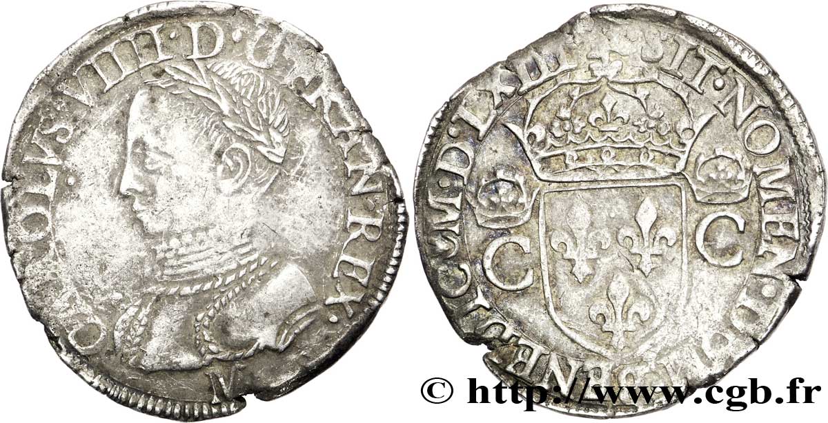 CHARLES IX Teston, 2e type 1563 Toulouse BB