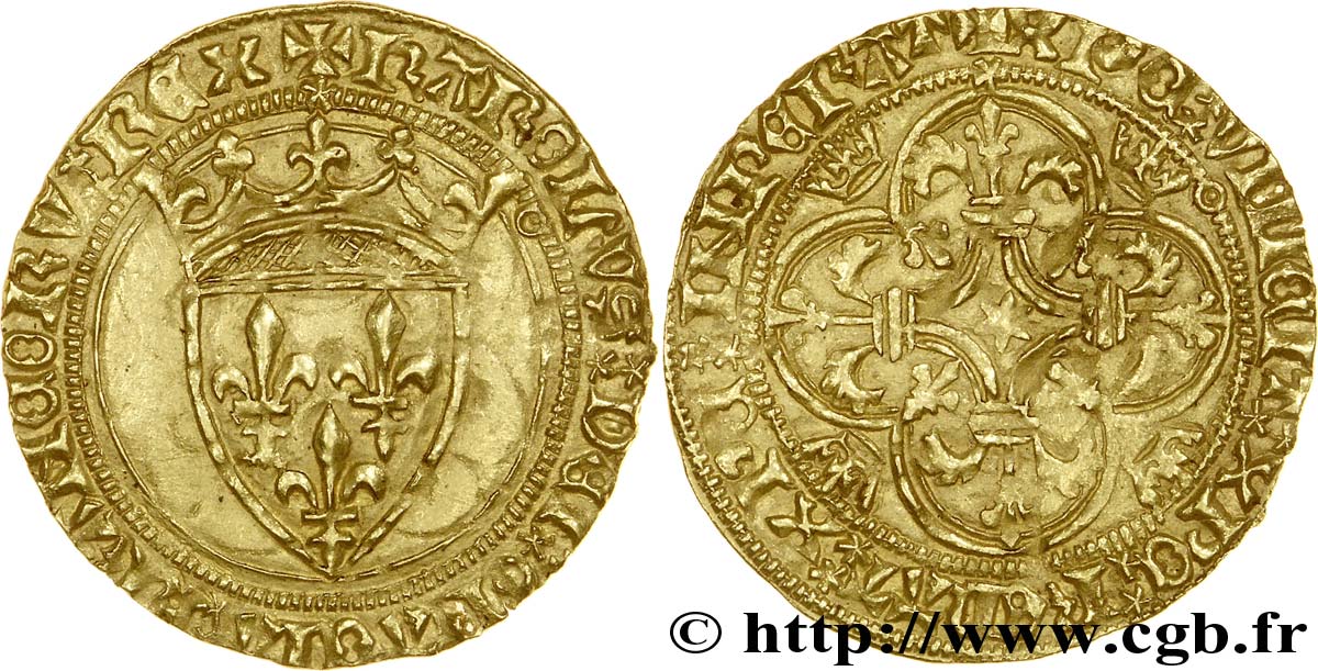 CHARLES VII  THE WELL SERVED  Écu d or, 1er type n.d. Toulouse XF