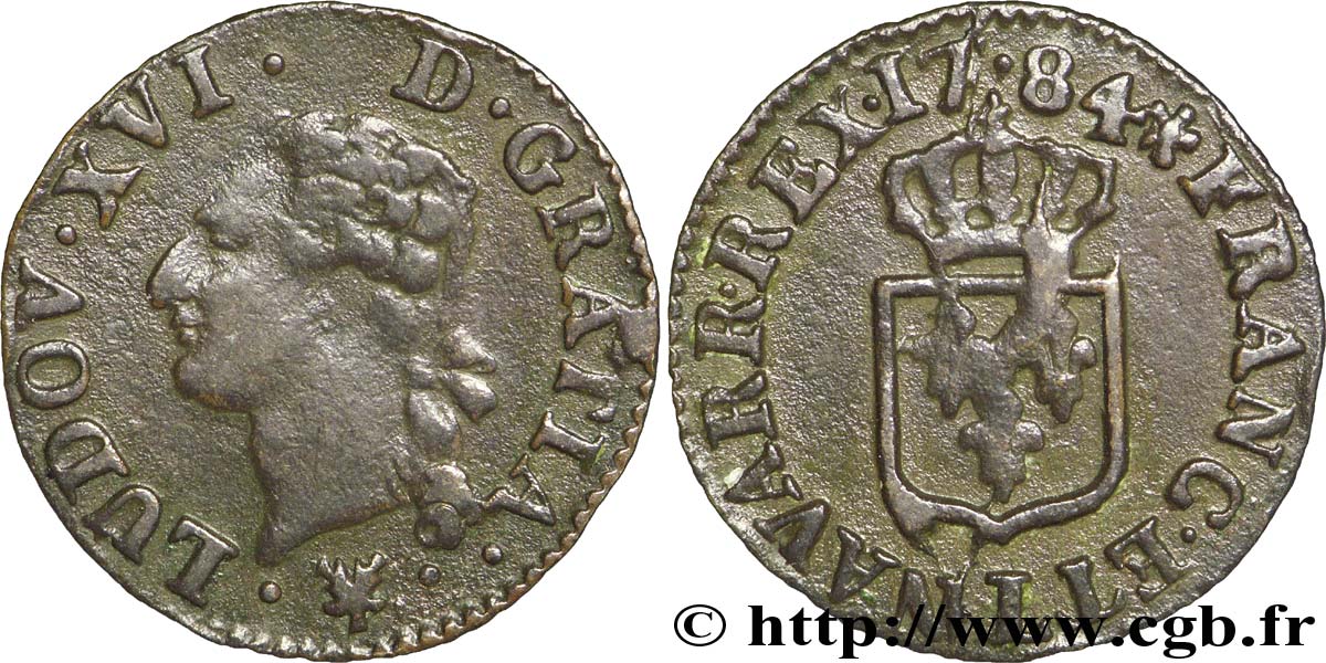 LOUIS XVI Liard dit “à l écu” 1784 Bayonne TTB