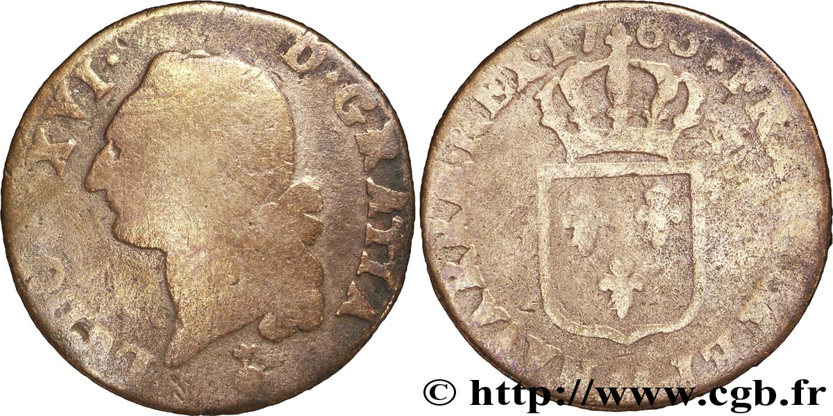 LOUIS XVI Sol dit  à l écu  1785 Metz AB