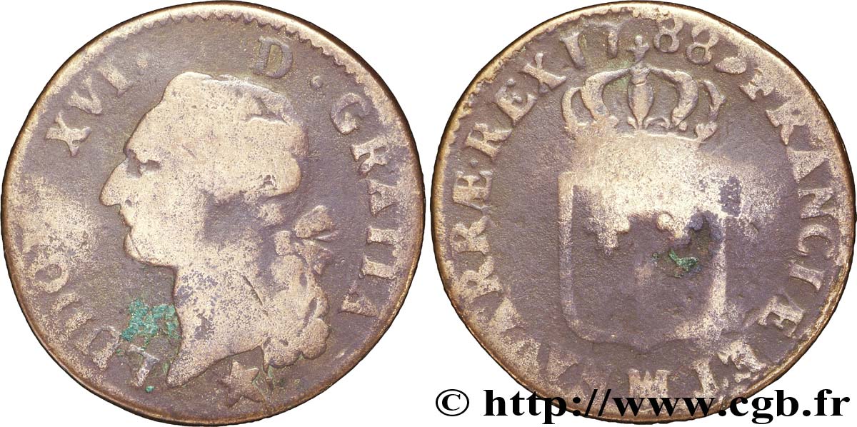 LOUIS XVI Sol dit  à l écu  1788 Marseille B