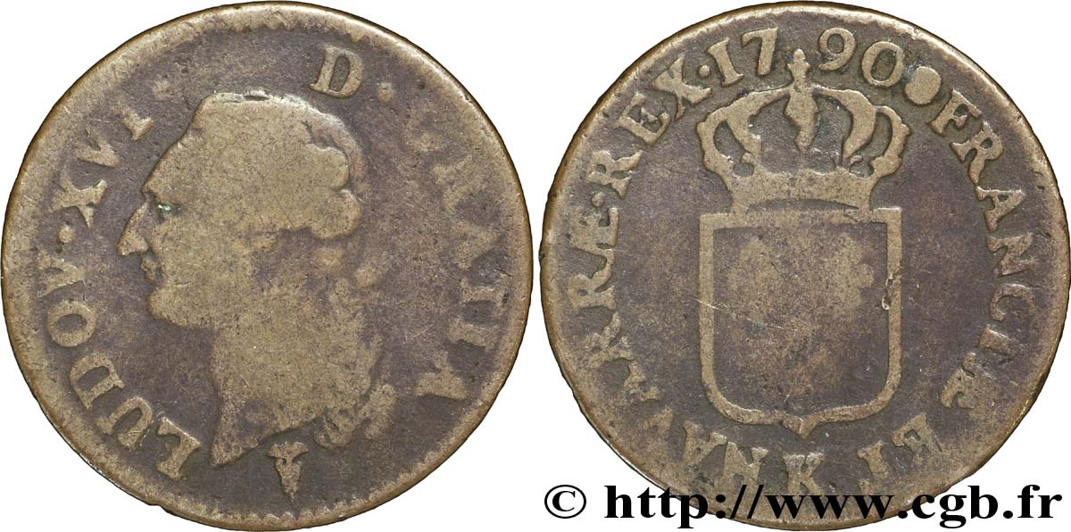 LOUIS XVI Sol dit  à l écu  1790 Bordeaux B