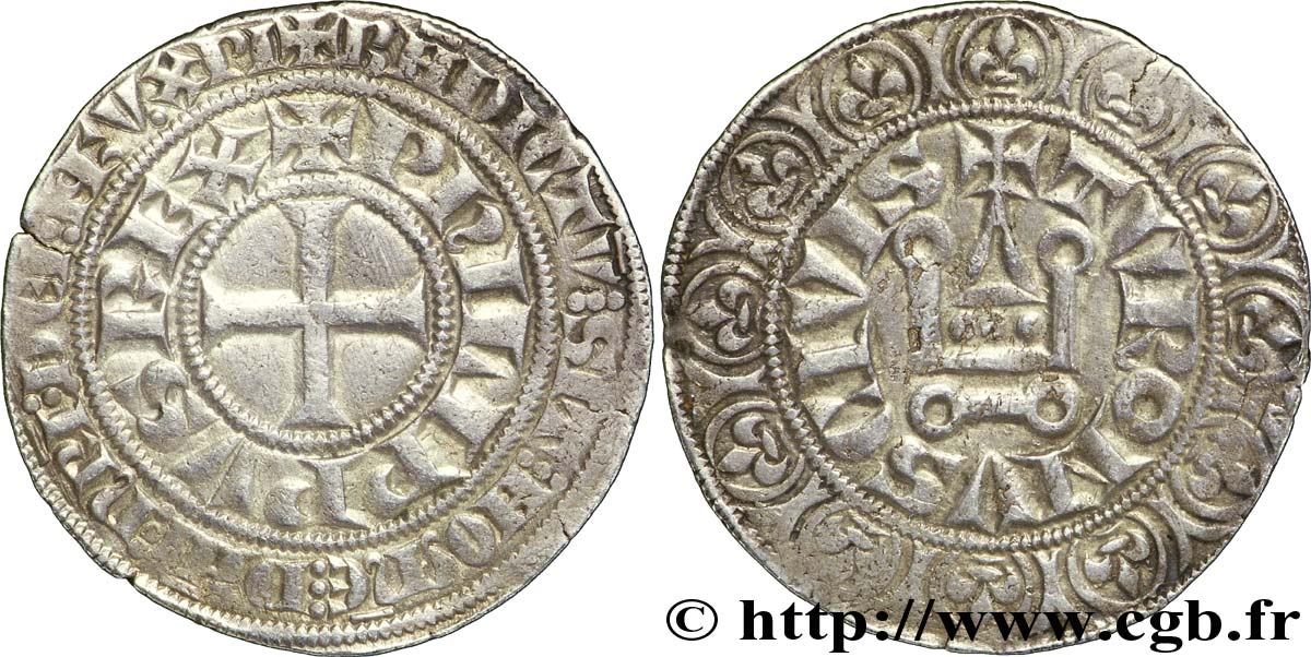 PHILIPPE III LE HARDI ET PHILIPPE IV LE BEL - MONNAYAGE COMMUN (à partir de 1280) Gros tournois à l&nbsp;O rond n.d.  TTB