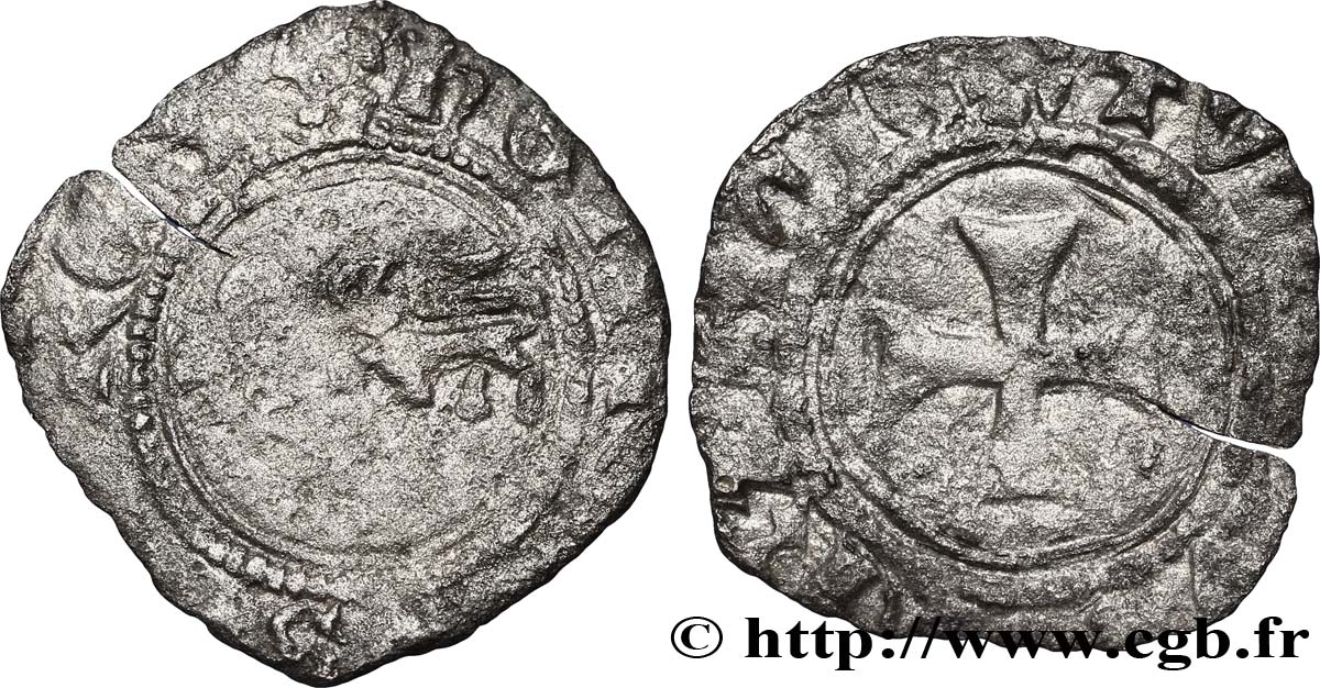 HENRY VI DE LANCASTRE - ROI DE FRANCE (1422-1453) - ROI D&nbsp;ANGLETERRE (1422-1461) et (1470-1471) Denier tournois n.d. Troyes B+