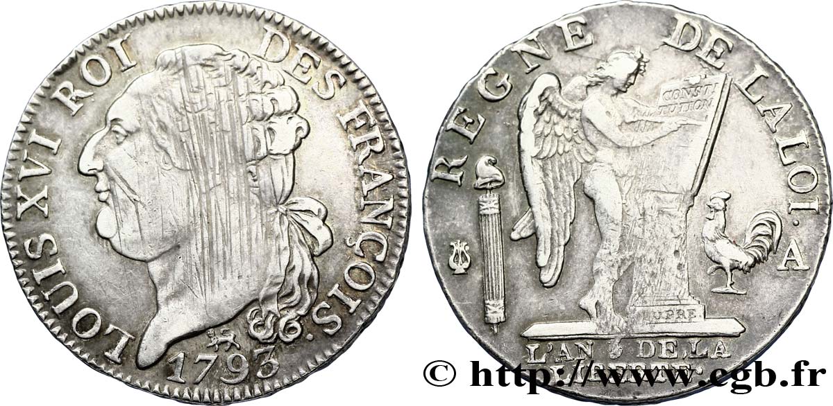 LOUIS XVI (MONARQUE CONSTITUTIONNEL)  Demi-écu dit  au génie , type FRANÇOIS 1793 Paris TTB/TTB+