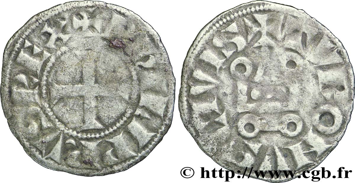 PHILIP IV &nbsp;THE FAIR&nbsp; Denier tournois à l&nbsp;O rond n.d.  F