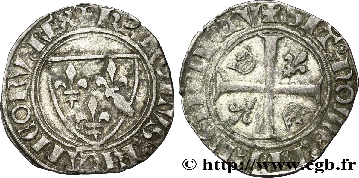 CHARLES VI  THE MAD  OR  THE WELL-BELOVED  Blanc dit  guénar  n.d. Romans BC+