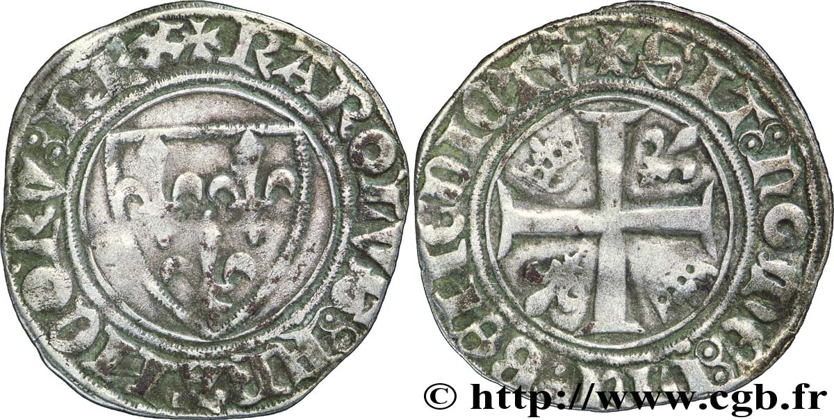 CHARLES VI LE FOU OU LE BIEN AIMÉ Blanc dit  guénar  n.d. Poitiers TB+
