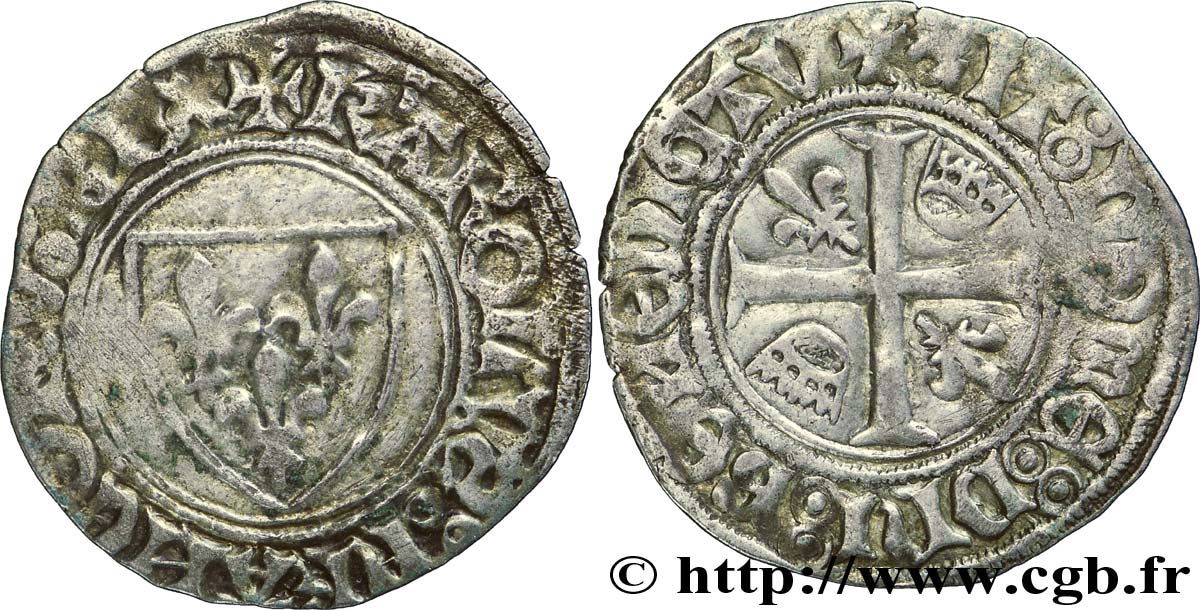 CHARLES VI LE FOU OU LE BIEN AIMÉ Blanc dit  guénar  n.d. Tournai TB+
