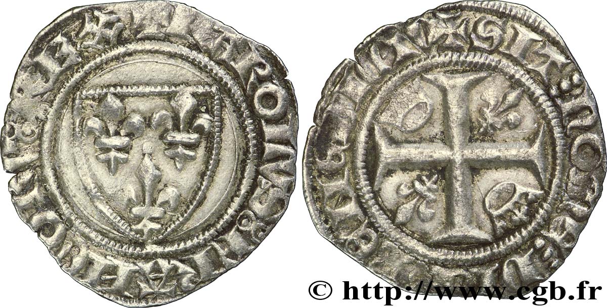 CHARLES VI LE FOU OU LE BIEN AIMÉ Blanc dit  guénar  n.d. Tournai TTB+