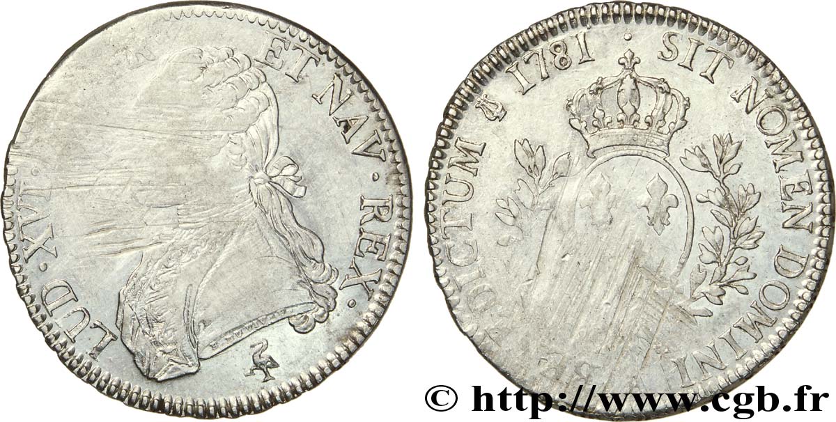 LOUIS XVI Écu aux branches d olivier 1781 Paris TB+