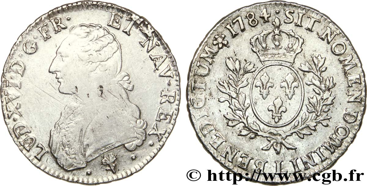 LOUIS XVI Écu aux branches d&nbsp;olivier 1784 Bayonne fSS/SS