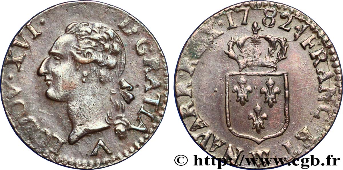 LOUIS XVI Liard dit “à l&nbsp;écu” 1782 Lille TTB+/TTB