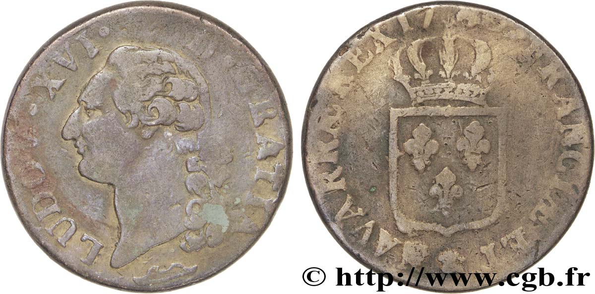 LOUIS XVI Sol dit  à l écu  n.d. Aix-en-Provence TB/B+