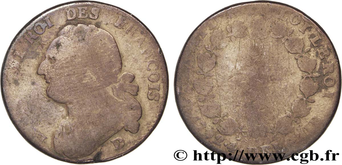 LOUIS XVI (MONARQUE CONSTITUTIONNEL)  12 deniers dit &nbsp;au faisceau&nbsp;, type FRANÇOIS 1792 Lyon AB