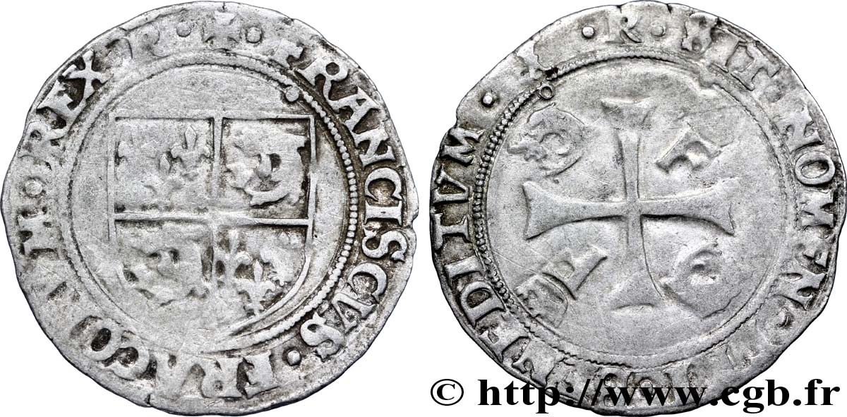 FRANÇOIS IER LE RESTAURATEUR DES LETTRES Douzain ou grand blanc du Dauphiné, 7e type n.d. Romans TB+
