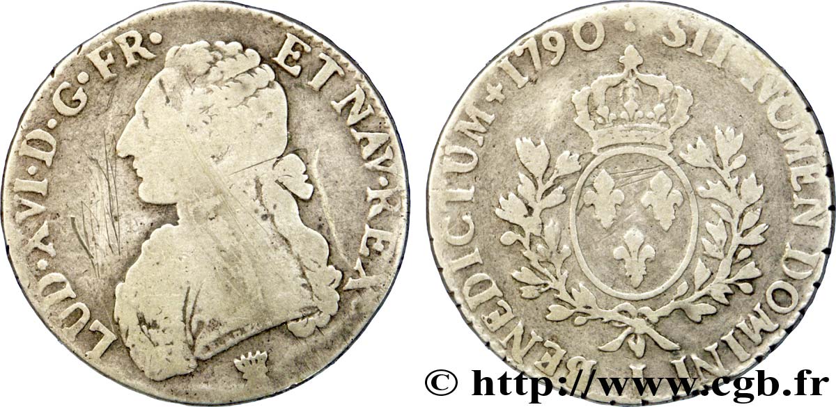 LOUIS XVI Écu aux branches d olivier, faux d époque 1790 Limoges TB+