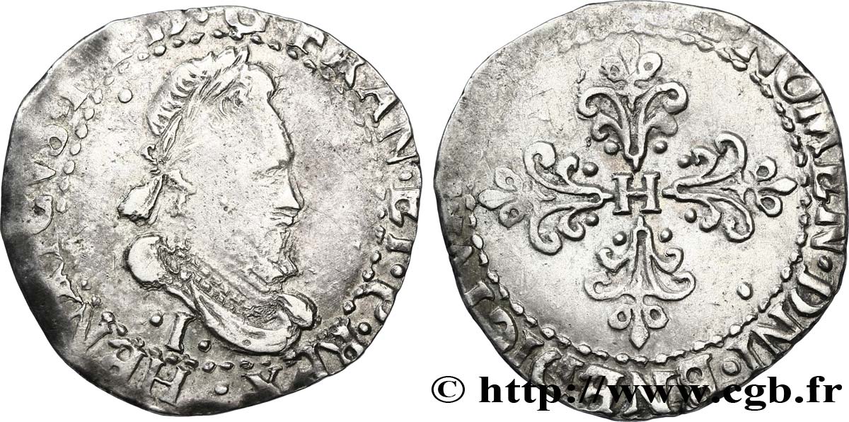 HENRY III Quart de franc au col plat n.d. Limoges q.BB/BB