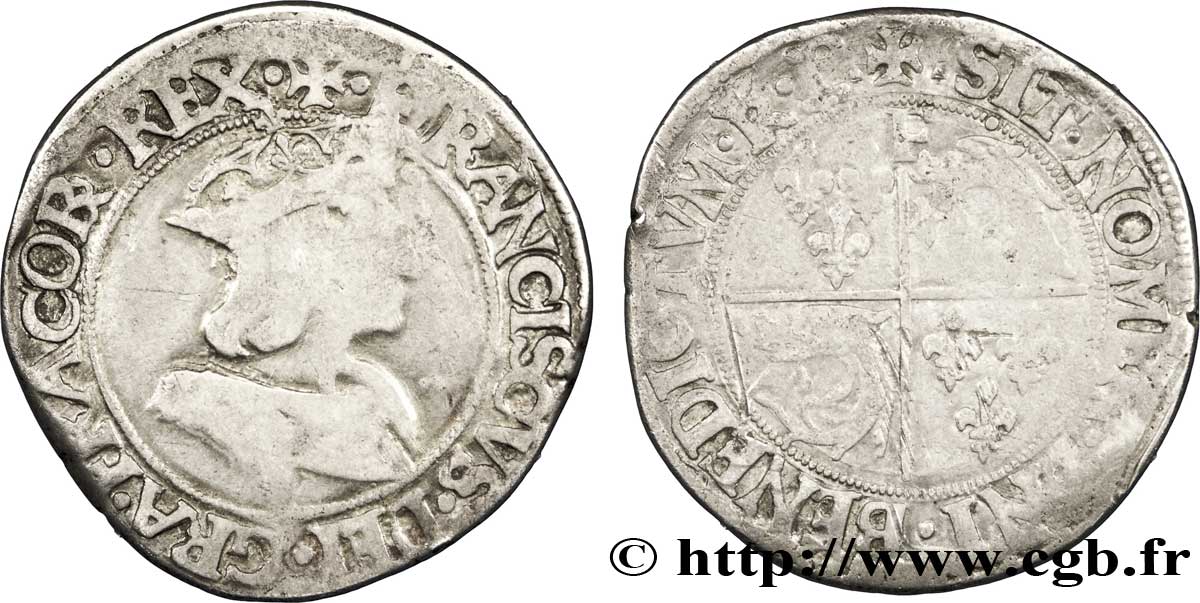 FRANCOIS I Teston du Dauphiné, 2e type n.d. Romans S