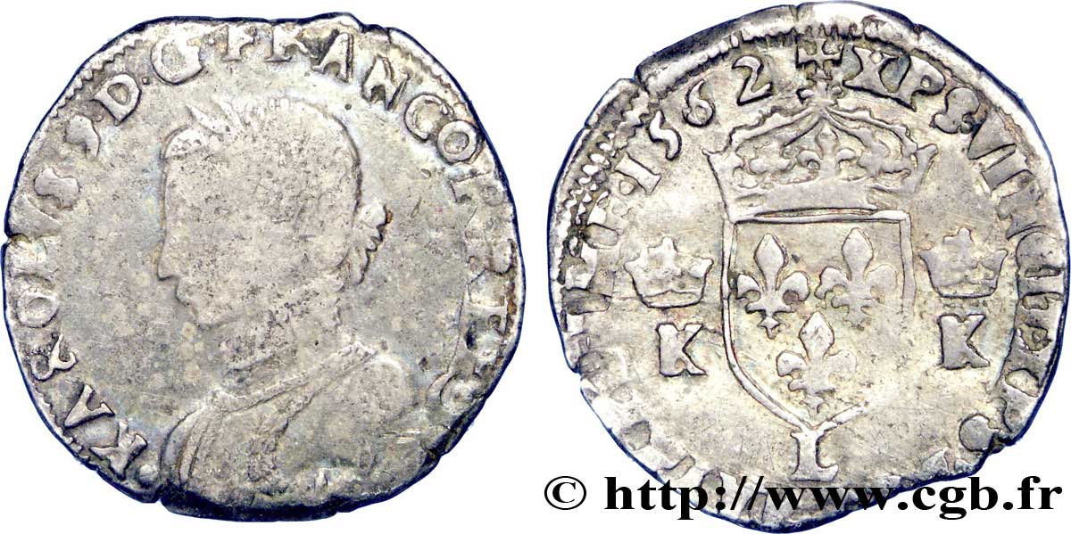 CHARLES IX Demi-teston, 4e type 1562 Bayonne TB/TB+