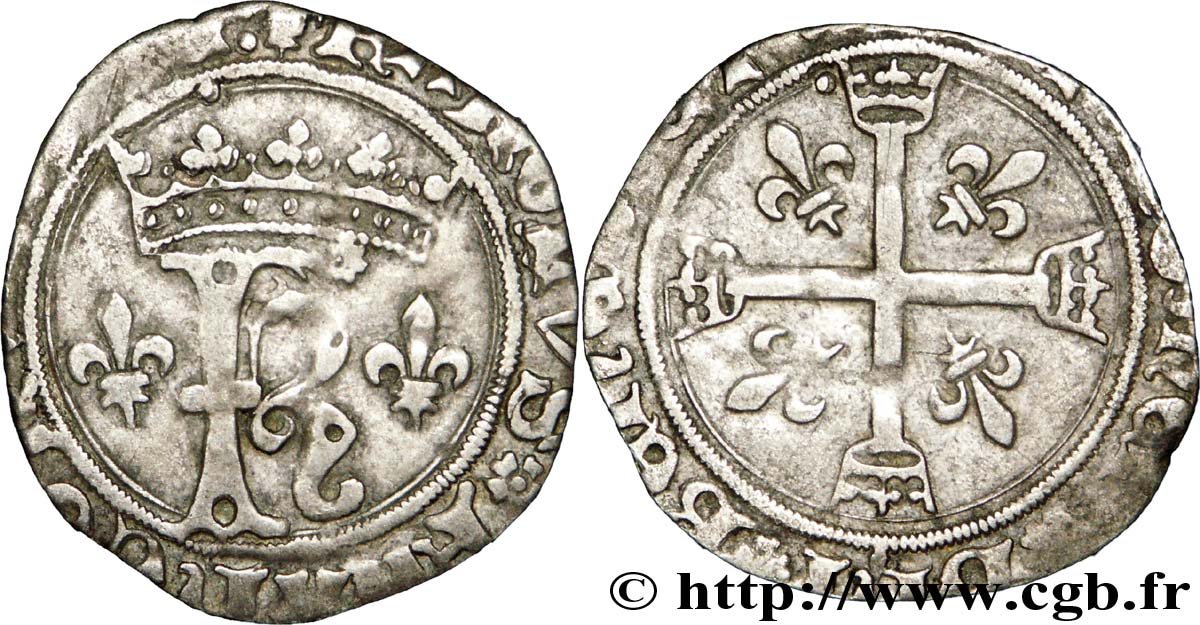 CHARLES VIII Karolus ou dizain n.d. Saint-André de Villeneuve-lès-Avignon TB+