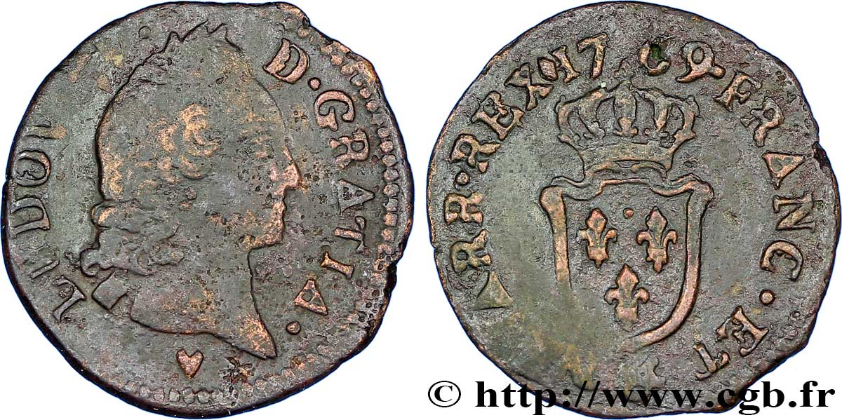 LOUIS XV DIT LE BIEN AIMÉ Liard d Aix 1769 Aix-en-Provence TB/TB+