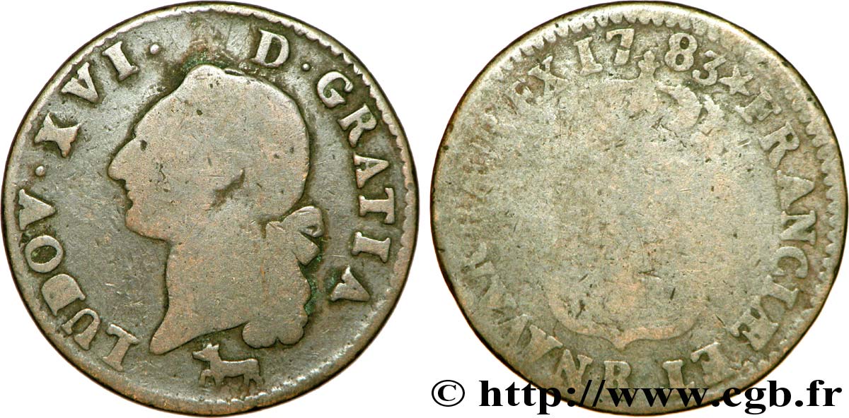 LOUIS XVI Sol dit  à l écu  1783 Orléans B/AB