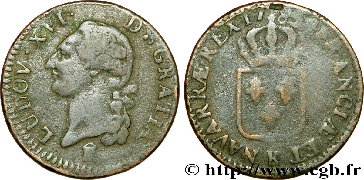 LOUIS XVI Sol dit &nbsp;à l&nbsp;écu&nbsp; 1785 Bordeaux TB/B+