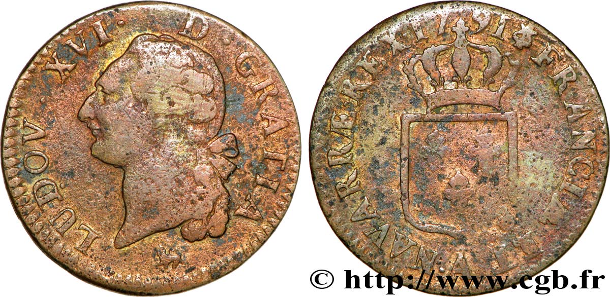 LOUIS XVI (MONARQUE CONSTITUTIONNEL)  Sol dit &nbsp;à l&nbsp;écu&nbsp; 1791 Paris TB/B+