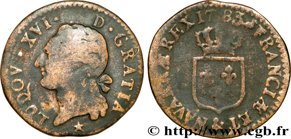 LOUIS XVI Demi-sol dit &nbsp;à l&nbsp;écu&nbsp; 1783 Aix-en-Provence B
