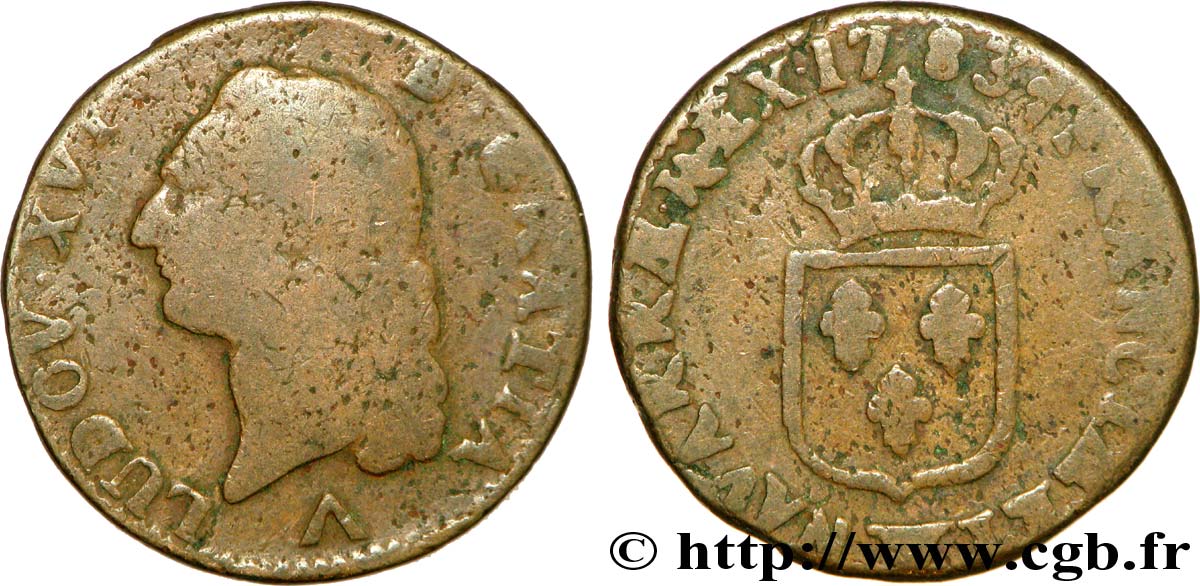 LOUIS XVI Sol dit &nbsp;à l&nbsp;écu&nbsp; 1783 Lille B
