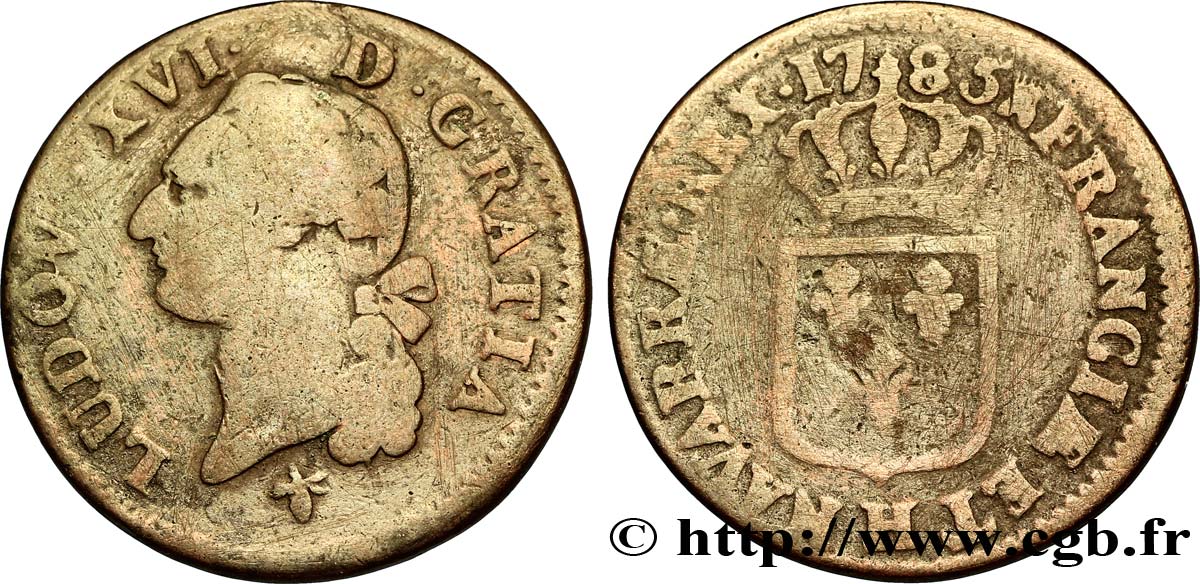 LOUIS XVI Sol dit &nbsp;à l&nbsp;écu&nbsp; 1785 La Rochelle B+/TB