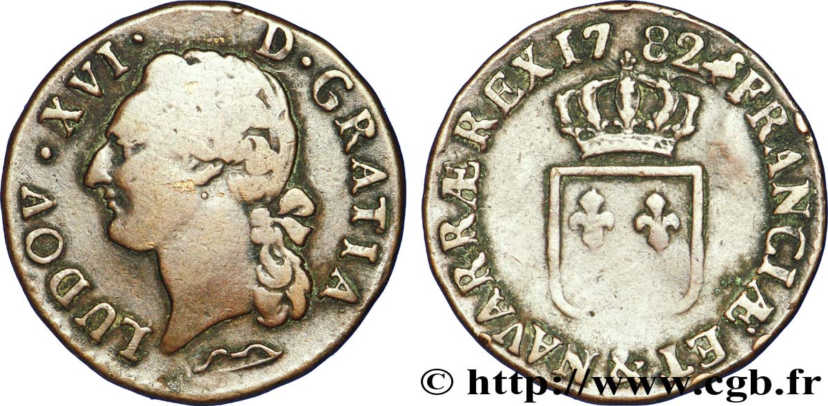 LOUIS XVI Demi-sol dit &nbsp;à l&nbsp;écu&nbsp; 1782 Aix-en-Provence TB