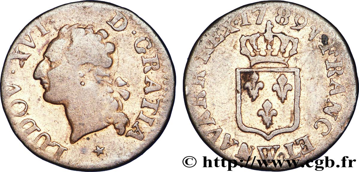 LOUIS XVI Liard dit “à l écu” 1789 Lille TB