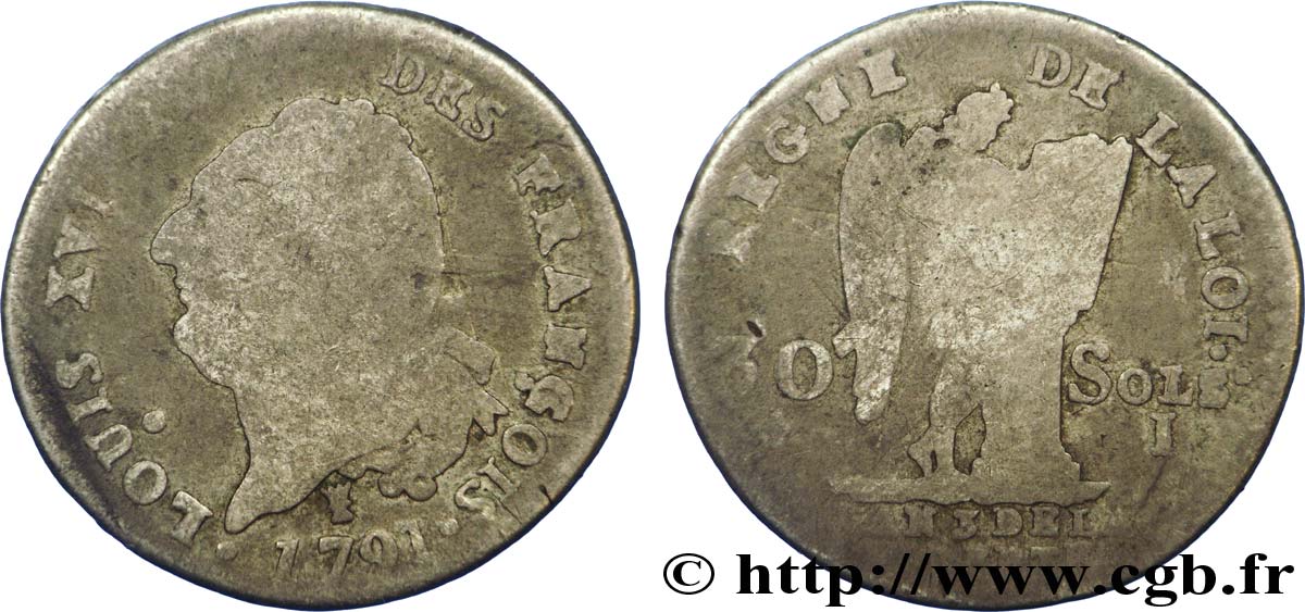 LOUIS XVI (MONARQUE CONSTITUTIONNEL)  30 sols dit &nbsp;au génie&nbsp;, type FRANÇOIS 1791 Limoges B