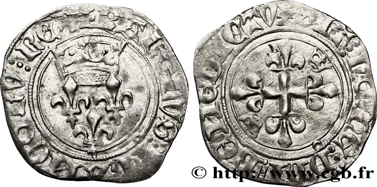 CHARLES VI  THE MAD  OR  THE WELL-BELOVED  Gros dit  florette  n.d. Poitiers q.SPL