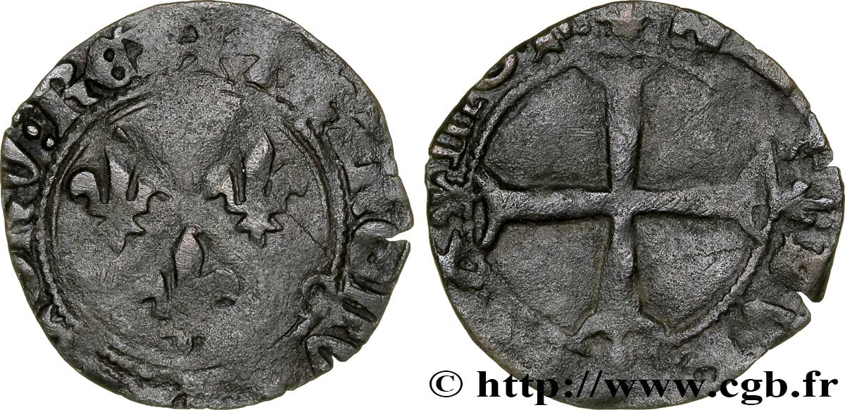 CHARLES VI  THE MAD  OR  THE WELL-BELOVED  Double tournois n.d. Toulouse BC