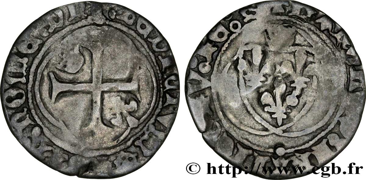 CHARLES VII LE VICTORIEUX Petit blanc à la couronne n.d. Limoges TB